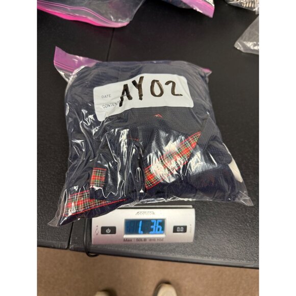 VTG Talbots Womens Navy Cardigan Sweater Red Plaid Trim Sz Medium Academia USA - Picture 8 of 8